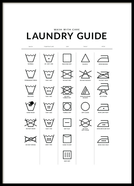 Laundry Guide Plakát ve skupině Plakáty / Obrazy s textem na Desenio AB (12372)