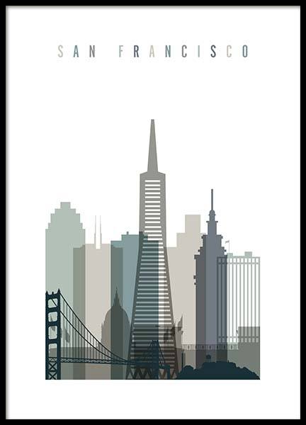 San Francisco Skyline Plakát ve skupině Plakáty / Grafické na Desenio AB (2349)