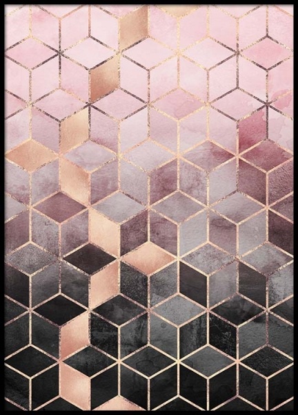 Pink Grey Gradient Cubes Plakát ve skupině Plakáty / Umělecké motivy na Desenio AB (pre0016)
