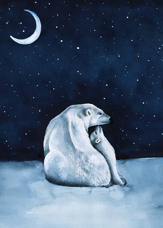 Polar Bear Night Sky Plakát / Dětské obrázky na Desenio AB (10275)