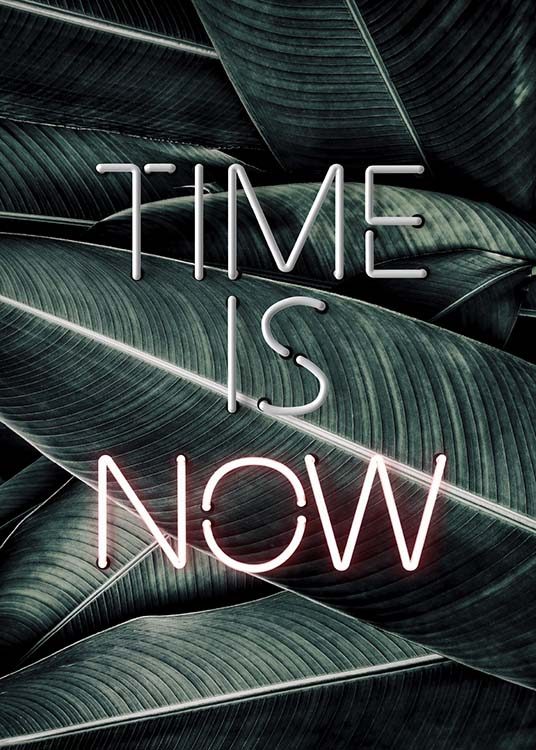 Time Is Now Neon Plakát / Obrazy s textem na Desenio AB (10301)