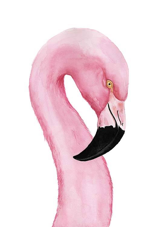 Watercolor Flamingo Plakát / Umělecké motivy na Desenio AB (10450)