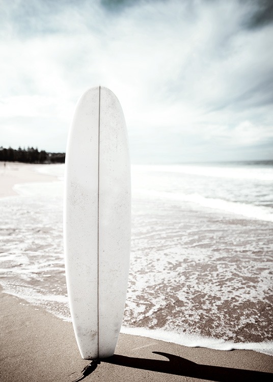Surfboard on the Beach Plakát