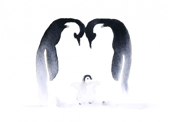 Penguin Family Plakát / Umělecké motivy na Desenio AB (10686)