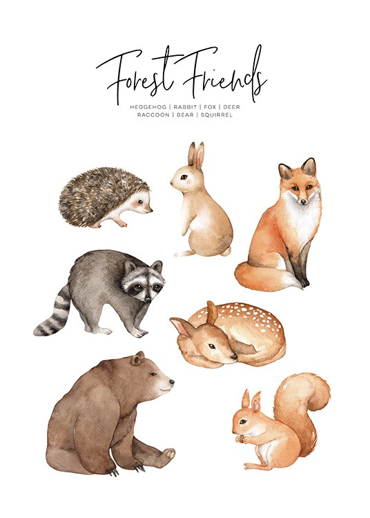 Forest Animals Plakát / Dětské obrázky na Desenio AB (11378)