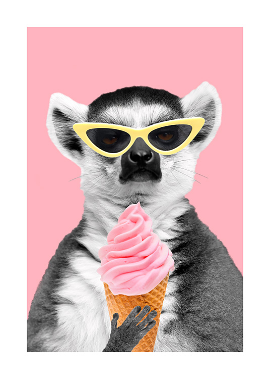 Lemur With Ice Cream Plakát