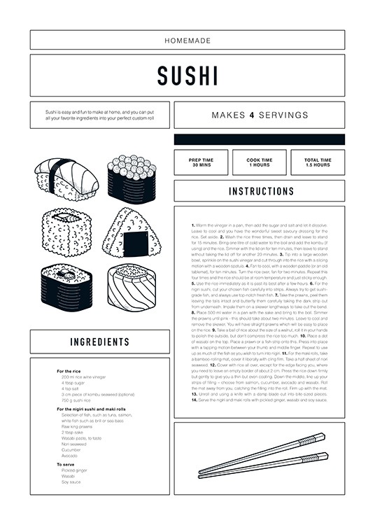 Sushi Recipe Plakát