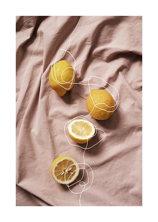 Lemons on Linen Plakát / Obrazy do kuchyně na Desenio AB (12814)