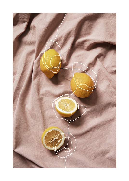Lemons on Linen Plakát