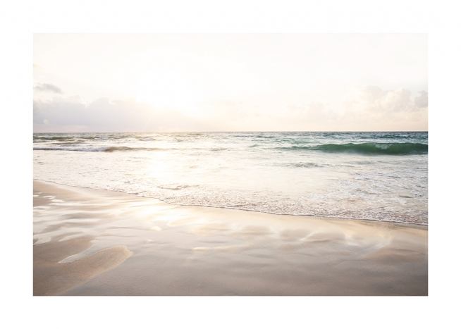  – Fotografie oceánu a pláže při západu slunce