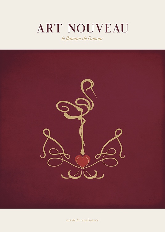 Art Nouveau Flamingo Plakát