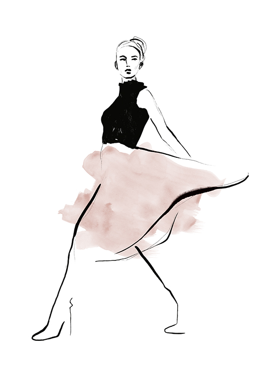 Pink Skirt Illustration Plakát
