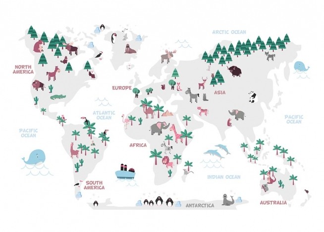 World Map Pastel Plakát