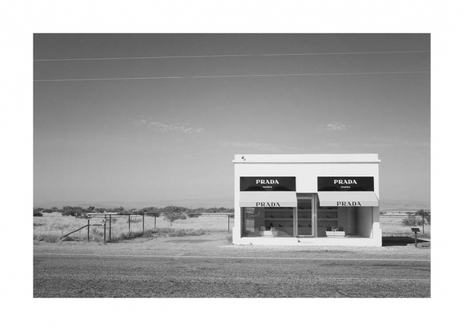 Prada Marfa B&W Plakát