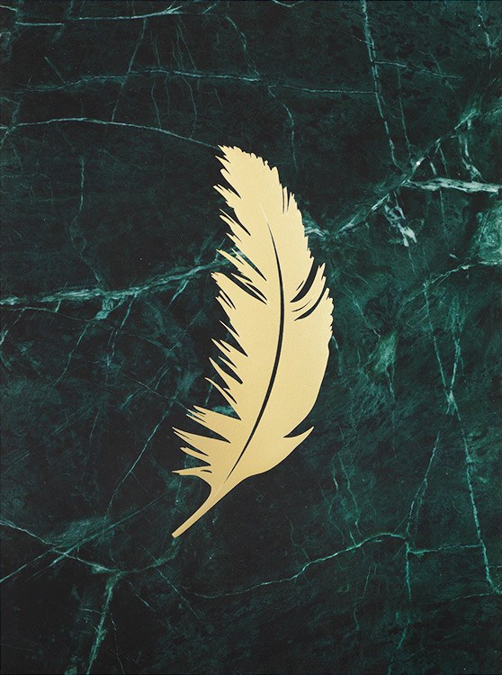 Feather Gold Green Marble, Plakát