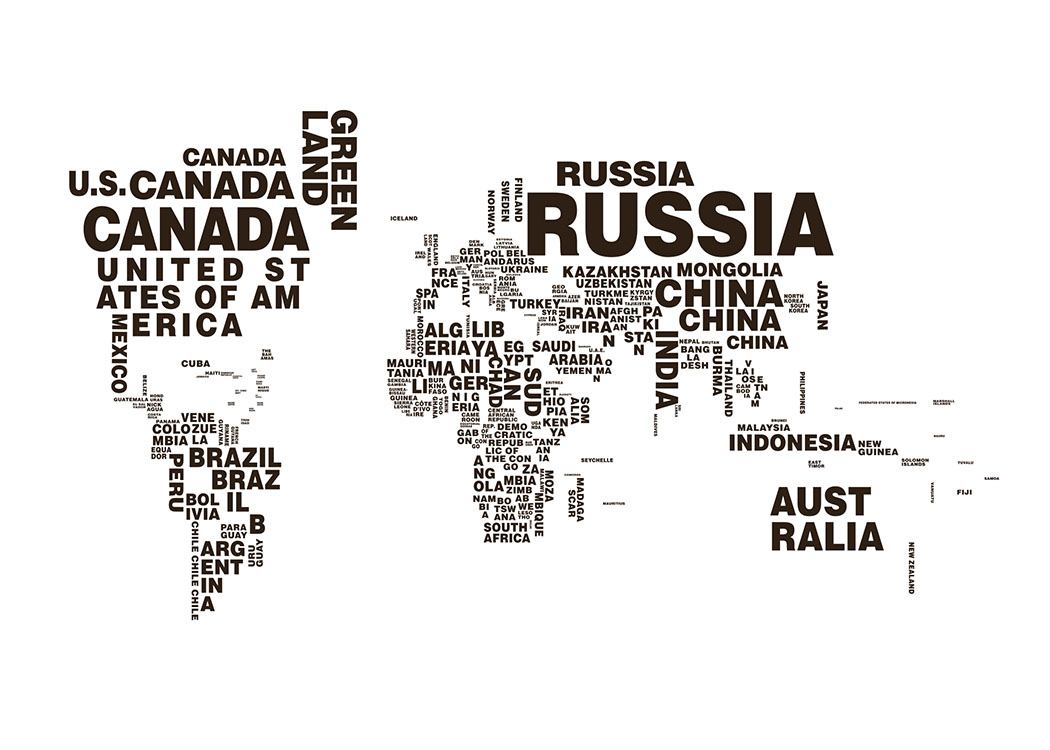 World Map Text, Plakát