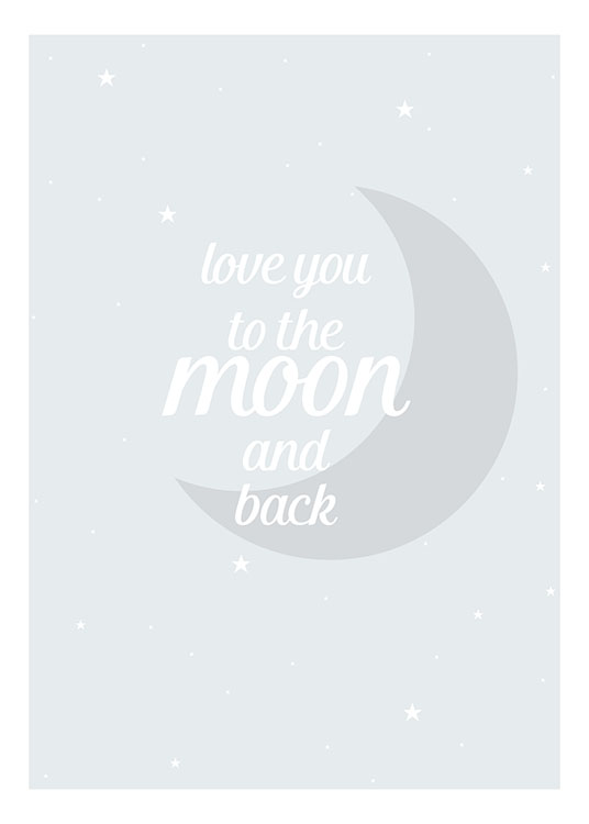 Moon And Back Blue, Plakát / Dětské obrázky na Desenio AB (8462)